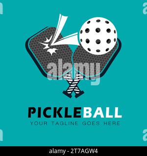 modello di design del logo pickleball in forma vettoriale Illustrazione Vettoriale