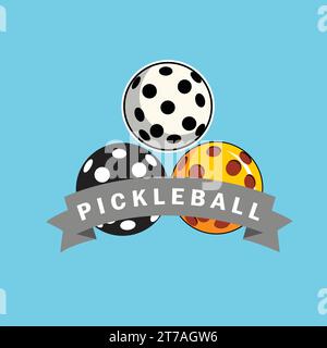 modello di design del logo pickleball in forma vettoriale Illustrazione Vettoriale