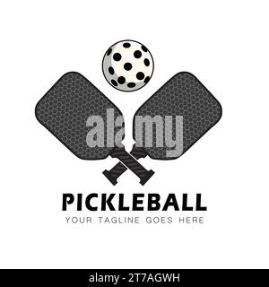 modello di design del logo pickleball in forma vettoriale Illustrazione Vettoriale