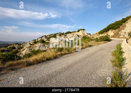 Formazioni ventose vicino ad Aliano, Basilicata, Italia Foto Stock