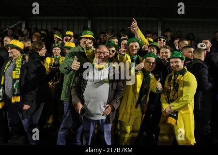 Tifosi dell'Horsham durante la partita della Emirates fa Cup Horsham FC vs Barnsley al Camping World Community Stadium di Horsham, Regno Unito, 14 novembre 2023 (foto di Mark Cosgrove/News Images) Foto Stock