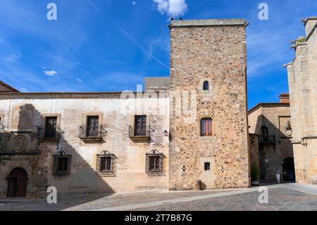 Europa, Spagna, Estremadura, Cáceres, Casa de los Ovando (o Palazzo della famiglia Ovando) Foto Stock