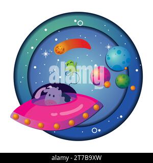 Vista cartoon stratificata del vettore spaziale Illustrazione Vettoriale