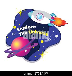 Vista cartoon stratificata del vettore spaziale Illustrazione Vettoriale