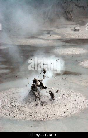 Primo piano della piscina di fango bollente, Wai-o-Tapu Thermal Wonderland, Rotorua, nuova Zelanda Foto Stock