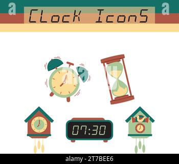 Set di diverse icone di orologio Vector Illustrazione Vettoriale