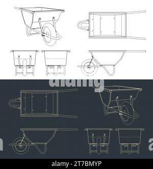 Illustrazioni vettoriali stilizzate di progetti di carrello in calcestruzzo Illustrazione Vettoriale