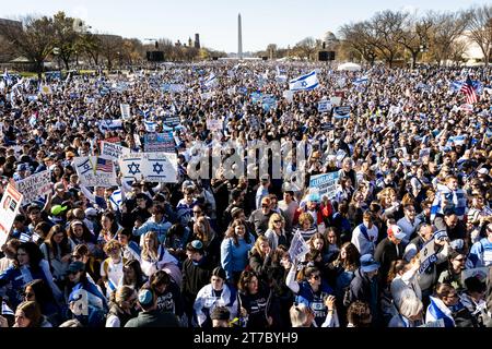 Washington, Stati Uniti. 14 novembre 2023. Il raduno di marcia per Israele sul National Mall di Washington, DC. (Foto di Michael Brochstein/Sipa USA) credito: SIPA USA/Alamy Live News Foto Stock