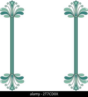 Design a foglia floreale, elemento di sfondo in stile art nouveau, colonne di bordo a forma di ventaglio, dettagli sui bordi Illustrazione Vettoriale