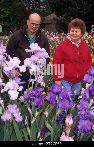 Display Iris giardino, Schreiner dell'iride giardini, Marion County, Oregon Foto Stock