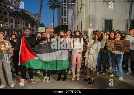 Insegnanti provenienti da almeno 30 scuole diverse provenienti da TUTTA la zona di LOS ANGELES. Anche studenti universitari che presto diventeranno insegnanti. Nero, marrone, asiatico, bianco, isola del Pacifico, arabi, ebrei e tutti i tipi di persone presenti! E’ stata una dimostrazione di autentica solidarietà internazionale con il popolo palestinese. Questo evento è stato organizzato dall'Unione del Barrio e dall'Associazione degli educatori di Raza invitano TUTTI GLI INSEGNANTI e gli impiegati scolastici a partecipare a questo raduno per chiedere che i militari israeliani arrestino immediatamente gli attacchi al popolo palestinese! CESSATE IL FUOCO ORA! Gli educatori hanno detto che NON POSSONO ingannare Foto Stock