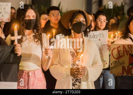 Insegnanti provenienti da almeno 30 scuole diverse provenienti da TUTTA la zona di LOS ANGELES. Anche studenti universitari che presto diventeranno insegnanti. Nero, marrone, asiatico, bianco, isola del Pacifico, arabi, ebrei e tutti i tipi di persone presenti! E’ stata una dimostrazione di autentica solidarietà internazionale con il popolo palestinese. Questo evento è stato organizzato dall'Unione del Barrio e dall'Associazione degli educatori di Raza invitano TUTTI GLI INSEGNANTI e gli impiegati scolastici a partecipare a questo raduno per chiedere che i militari israeliani arrestino immediatamente gli attacchi al popolo palestinese! CESSATE IL FUOCO ORA! Gli educatori hanno detto che NON POSSONO ingannare Foto Stock