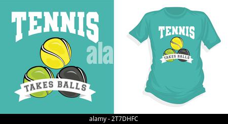 t-shirt da tennis vintage con grafica vettoriale Illustrazione Vettoriale