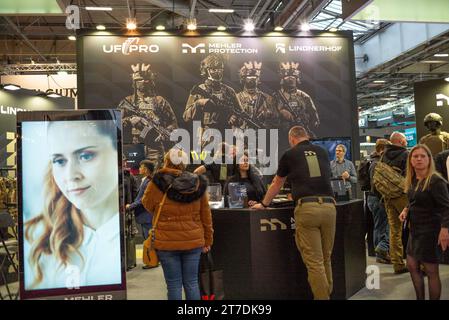Parigi, Francia. 14 novembre 2023. Milipol Paris 2023, il 23° evento globale per la sicurezza dello stato e la sicurezza interna, a Villepinte, Parigi, Francia il 14 novembre 2023. Foto di Pierrick Villette/ABACAPRESS.COM Credit: Abaca Press/Alamy Live News Foto Stock
