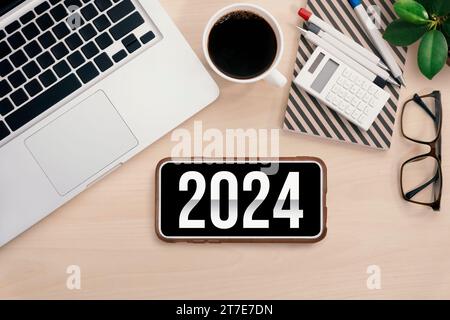 Calendario 2024 per pianificatore e organizzatore per pianificare e ricordare l'appuntamento giornaliero, Foto Stock