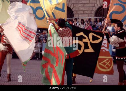 Palio della balestra tra Gubbio e Sansepolcro. Gubbio. Provincia di Perugia. Umbria. Italia Foto Stock