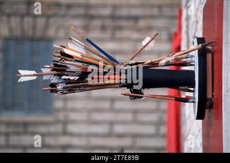 Palio della balestra tra Gubbio e Sansepolcro, Gubbio, provincia di Perugia, Umbria, Italia Foto Stock