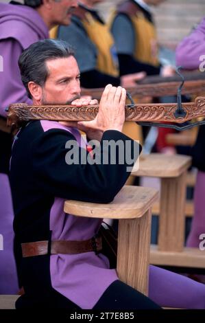 Palio della balestra tra Gubbio e Sansepolcro, Gubbio, provincia di Perugia, Umbria, Italia Foto Stock