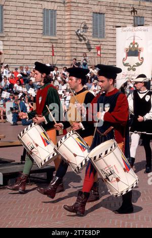 Palio della balestra tra Gubbio e Sansepolcro, Gubbio, provincia di Perugia, Umbria, Italia Foto Stock