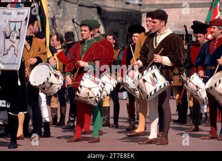 Palio della balestra tra Gubbio e Sansepolcro. Gubbio. Provincia di Perugia. Umbria. Italia Foto Stock