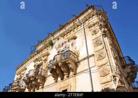 Scicli. Palazzo Benevento. Sicilia. Italia Foto Stock