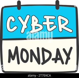 Pagina del calendario con lettere del Cyber Monday Illustrazione Vettoriale