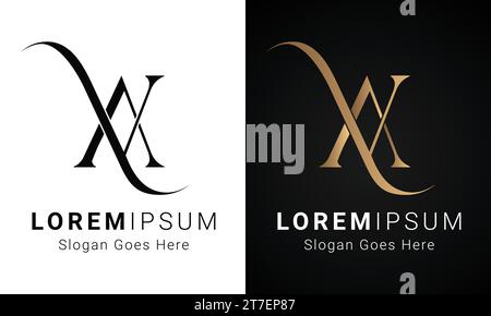 Design del logo con lettera di testo monogramma va o AV iniziale di lusso Illustrazione Vettoriale