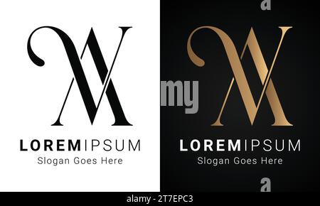 Design del logo con lettera di testo monogramma va o AV iniziale di lusso Illustrazione Vettoriale