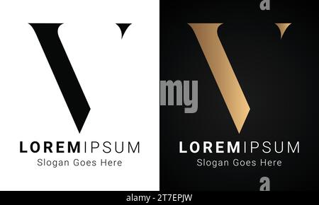 Design con logo monogramma Luxury Initial V Letter Text Letter Illustrazione Vettoriale