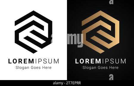 Design con logo in lettere di testo monogramma CE o EC di lusso iniziale Illustrazione Vettoriale