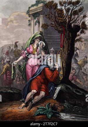 Illustrazione delle Lamentazioni di Geremia dalla Bibbia di famiglia Auto-interpretante Foto Stock