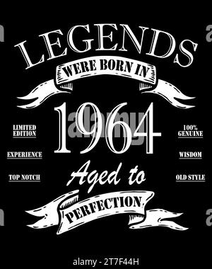 Leggenda dal 1964. Pronto per stampare il vettore di compleanno. Le leggende sono nate nel 1964. Fantastico dal 1964. Edizione limitata. Foto Stock