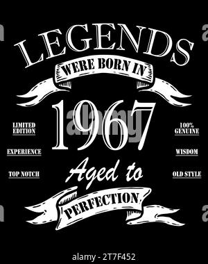 Leggenda dal 1967. Pronto per stampare il vettore di compleanno. Le leggende sono nate nel 1967. Fantastico dal 1967. Edizione limitata. Foto Stock