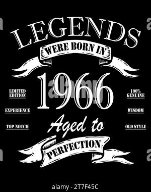 Leggenda dal 1966. Pronto per stampare il vettore di compleanno. Le leggende sono nate nel 1966. Fantastico dal 1966. Edizione limitata. Foto Stock