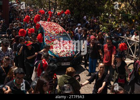 Santiago, regione metropolitana, Cile. 15 novembre 2023. Funerale della ballerina JOAN JARA, vedova del cantante VICTOR JARA, nel Cimitero generale di Santiago, Cile. 15 novembre 2023. (Immagine di credito: © Joshua Arguello/ZUMA Press Wire) SOLO USO EDITORIALE! Non per USO commerciale! Foto Stock