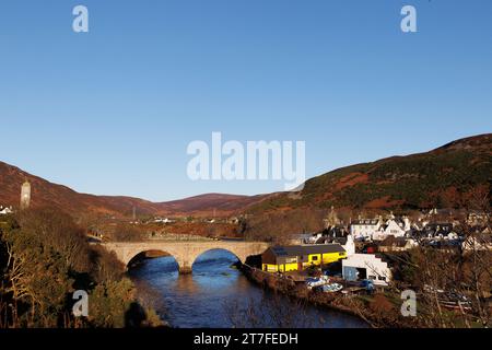 Helmsdale, Sutherland, Scozia. 15 novembre 2023. Una scena da Helmsdale, una città costiera sulla costa orientale di Sutherland, in Scozia. Foto Stock