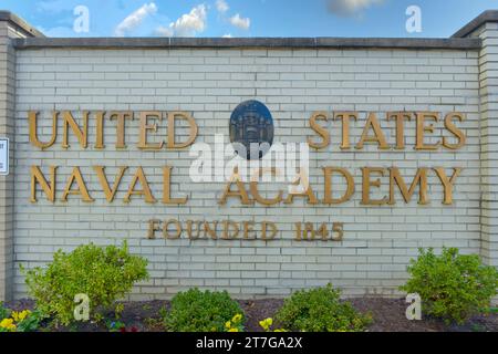 Ingresso principale all'accademia navale degli Stati Uniti ad Annapolis, Maryland Foto Stock