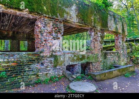 Wolf's Lair è una città di bunker circondata da foreste, laghi e paludi. Questo è il comando sul campo più grande e riconoscibile di Adolf Hitler. Foto Stock