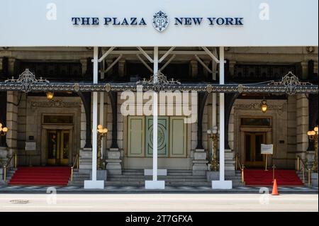 La facciata del Plaza Hotel a New York City Foto Stock