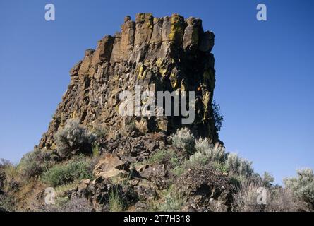 Chimney Rock, Crooked Wild e Scenic River Corridor, Lower Crooked River National Back Country Byway, Oregon Foto Stock