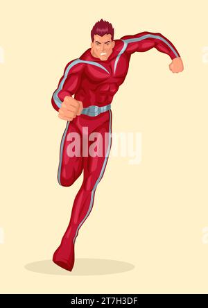 Semplice illustrazione vettoriale piatta di un supereroe in posa Illustrazione Vettoriale