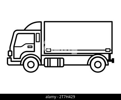 Pagina di colorazione Cargo Box Truck per bambini Illustrazione Vettoriale