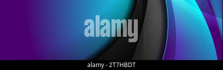 Colori neon e onde lucide nere, design astratto dello striscione. Sfondo vettoriale lucido ed elegante Illustrazione Vettoriale