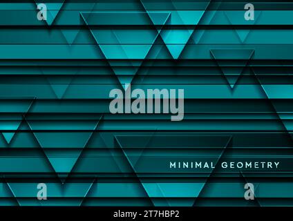 Sfondo geometrico a righe astratte turchese minimale con triangoli lucidi. Progettazione vettoriale Illustrazione Vettoriale