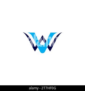 Logo VW Simple con colore blu e nero Illustrazione Vettoriale