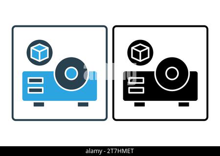 icona schermata 3d. proiettore con realtà aumentata. Icona relativa alla tecnologia di visualizzazione 3D. stile icona linea. semplice progettazione vettoriale modificabile Illustrazione Vettoriale