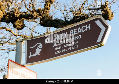 Segno di Killiney Beach, Dalkey, Dublino Foto Stock