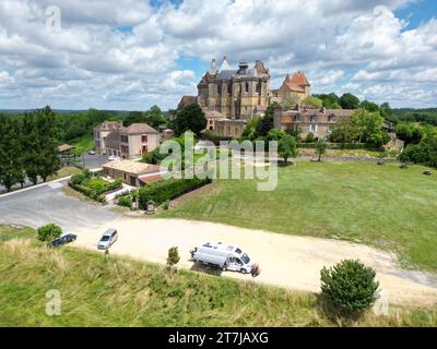 Castello di Biron Chateau Dordogne Francia aerea Foto Stock