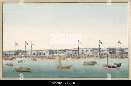 Anonym View della città di Canton in Cina. Vernice per gouache Foto Stock