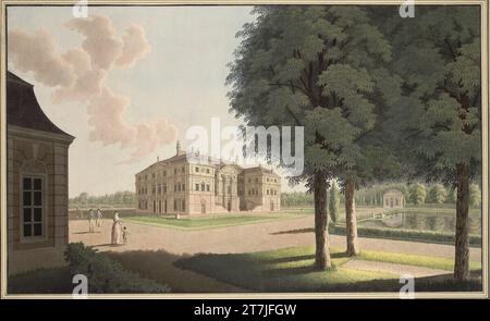 Palazzo Zschischka e padiglione nel grande giardino di Dresda. Feder in grigio nero, acquerello, su matita; bordo nero dopo il 1788 Foto Stock